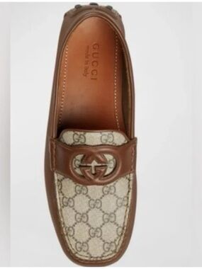Gucci GG Monogram Brown
Leather Driving Loafers